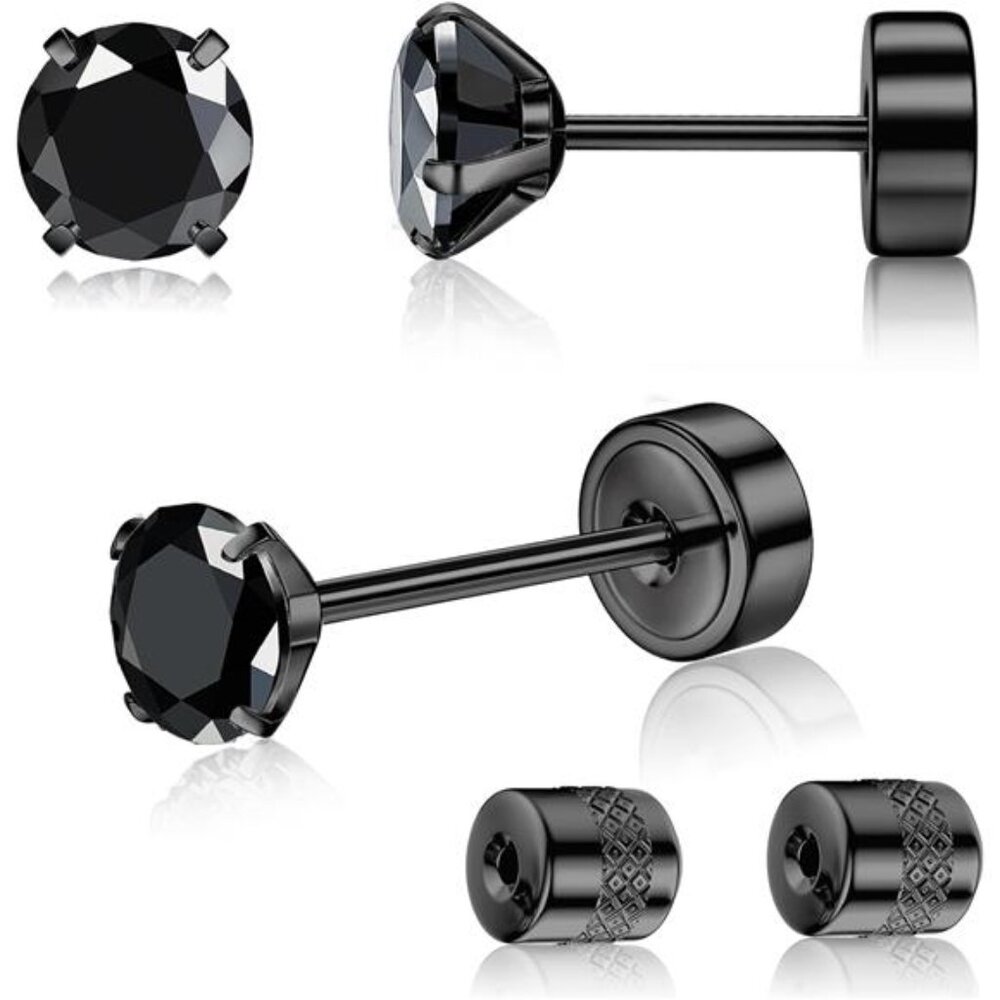 Titanium Threadless Flat Back Earrings-Hypoallerg… - image 1